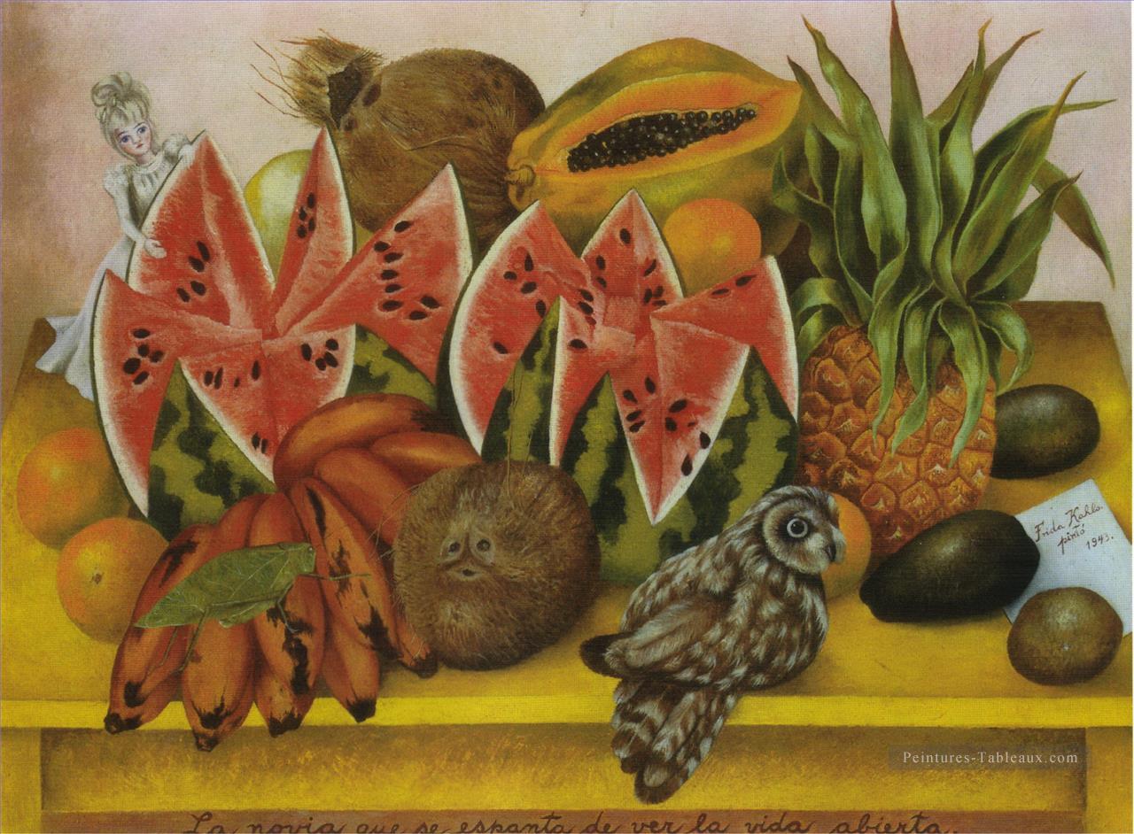 La mariée effrayée à voir la vie ouverte Frida Kahlo Nature morte décor Peintures à l'huile
